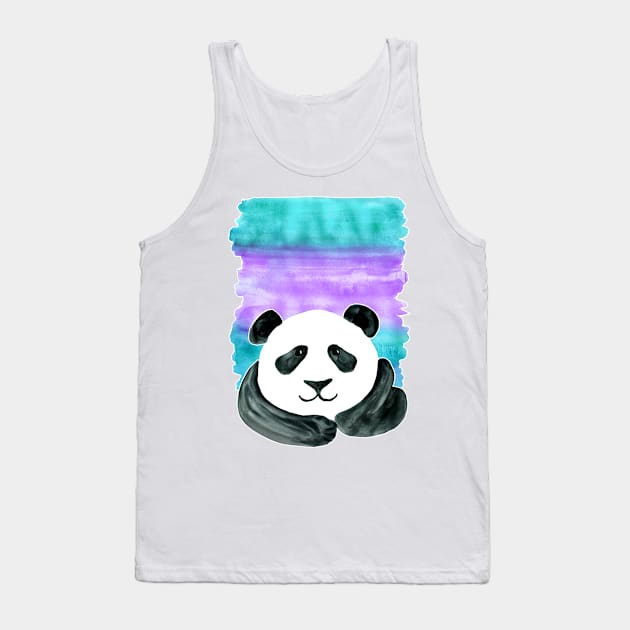 Lazy Panda on Mint & Violet Tank Top by micklyn